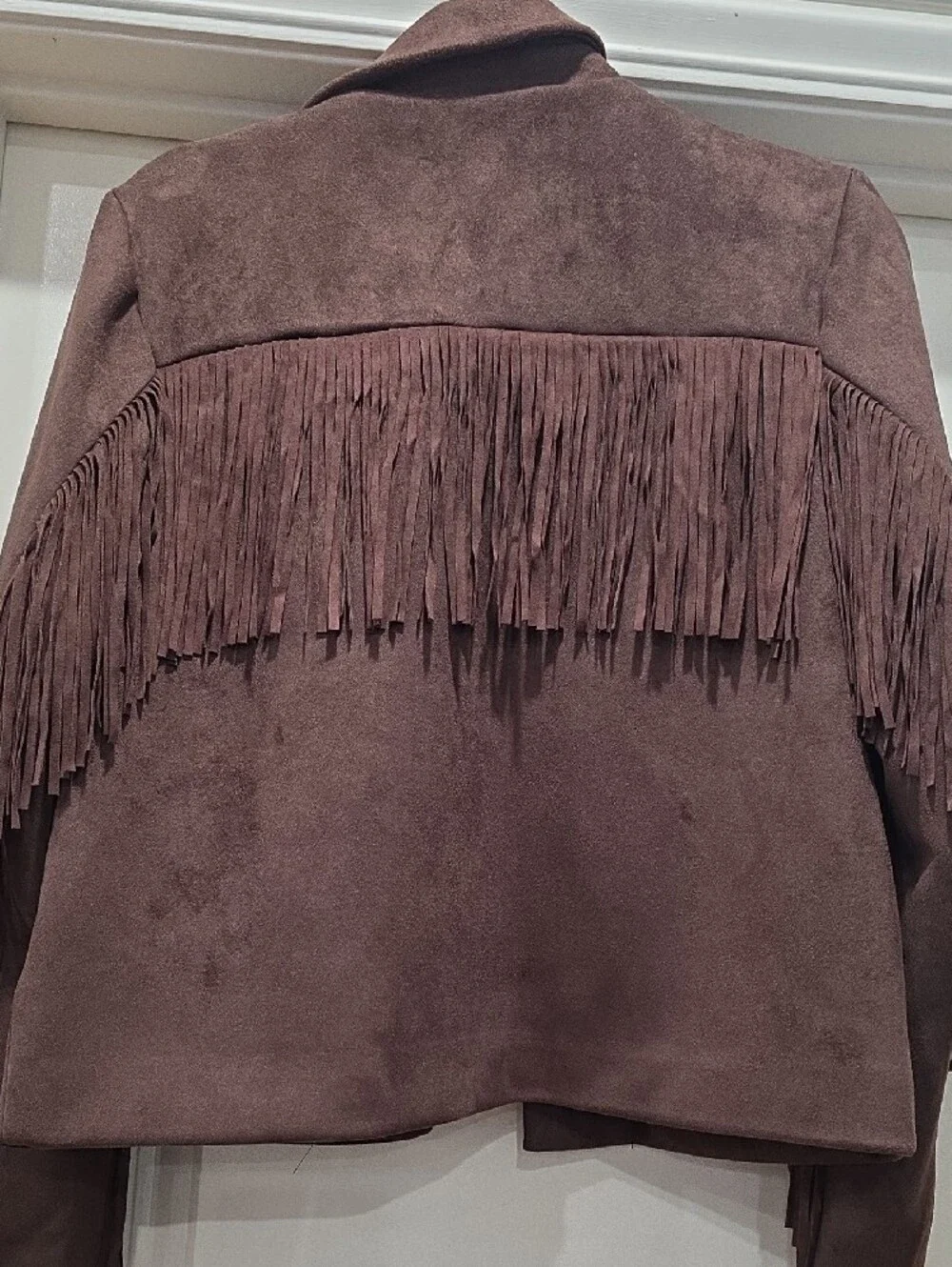 For The Republic‎ Brown Fringe Suede-Look Open Jacket